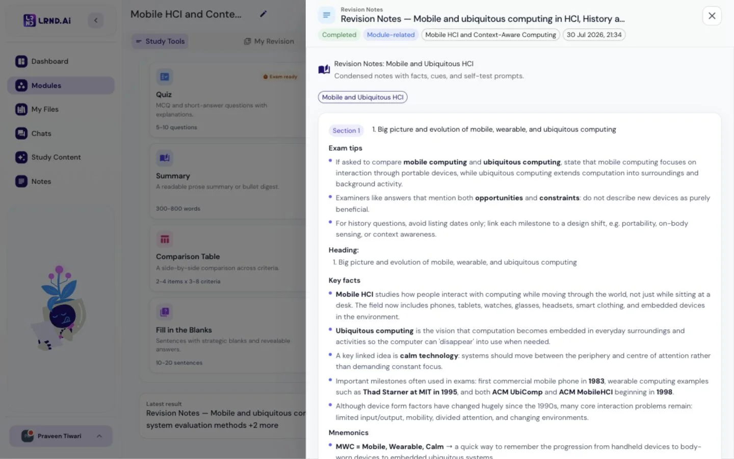 LRND Revision Notes screenshot